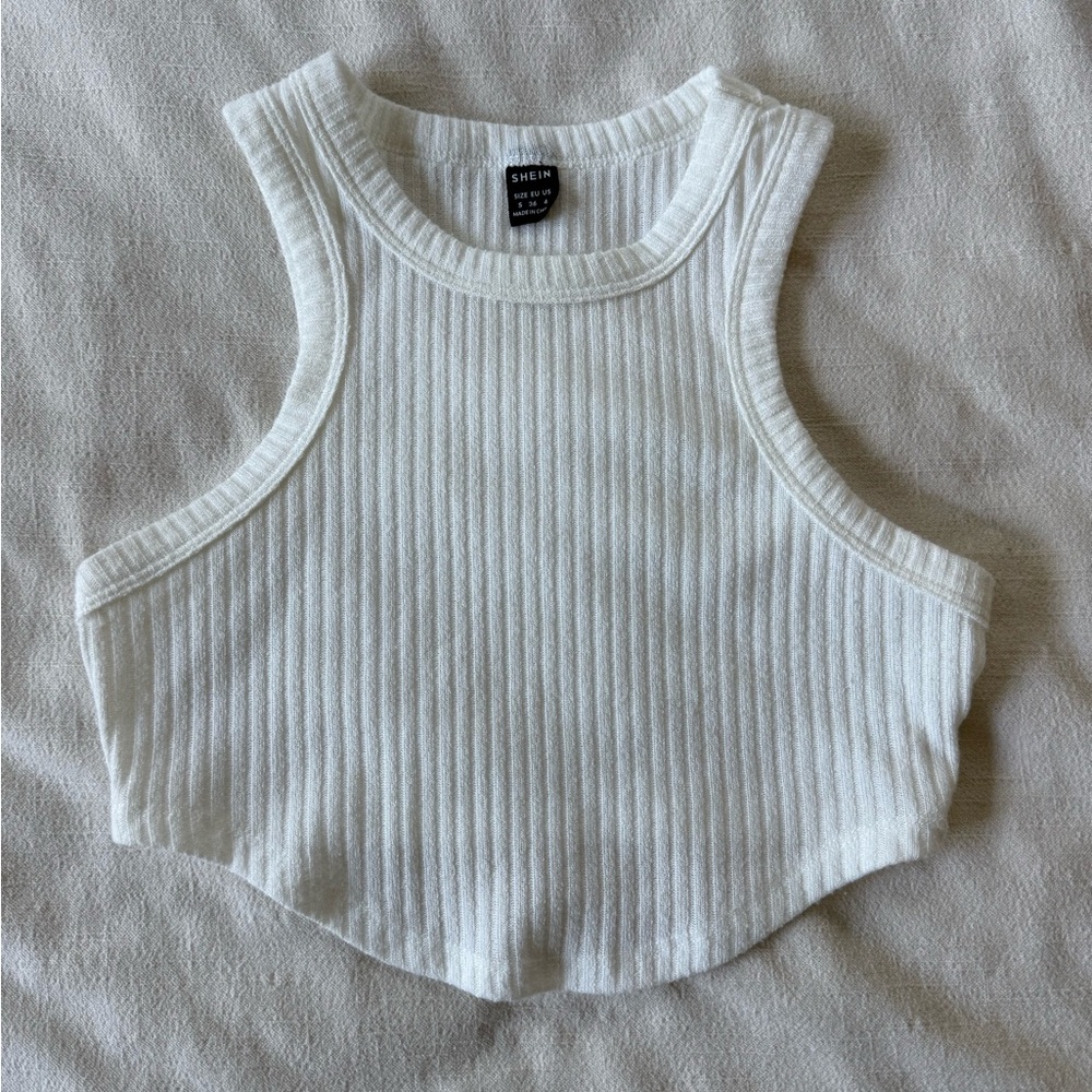 SHEIN White Ribbed Tank Top